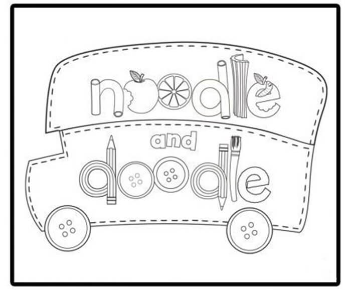 Dibujo de Autobús de Fideos y Doodle para Colorear y Imprimir