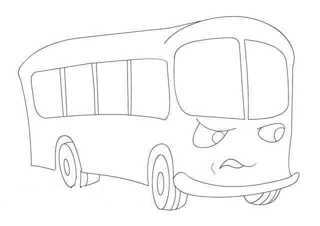 Dibujo de Autobús Escolar Enojado para Colorear y Imprimir