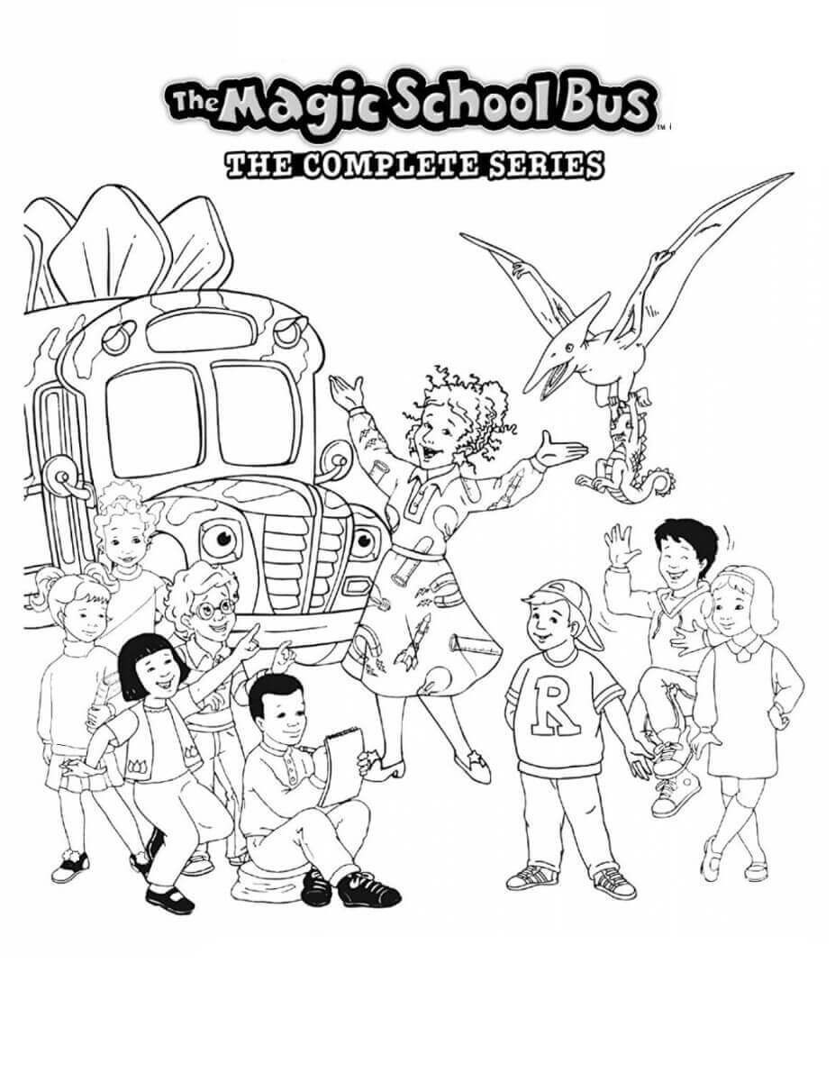 Dibujo de Autobús Escolar Mágico para Colorear y Imprimir