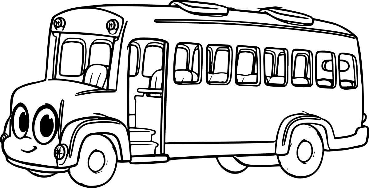 Dibujo de Autobús Escolar Mágico Sonriendo para Colorear y Imprimir