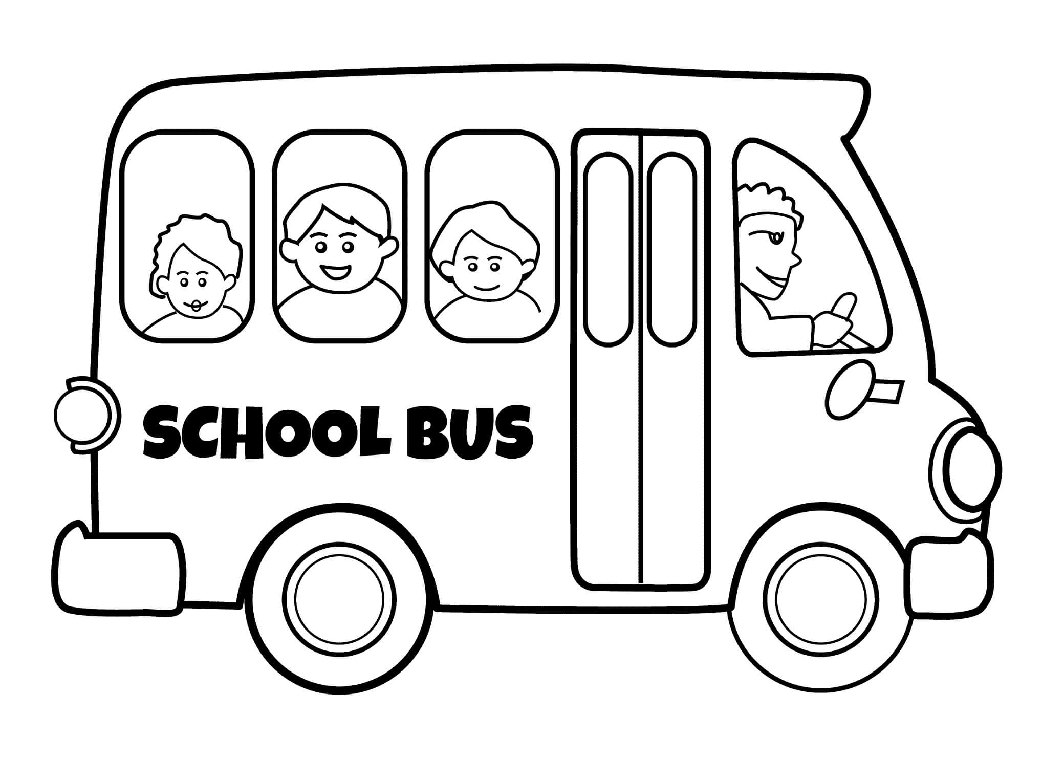 Dibujo de Autobús Escolar Simple para Colorear y Imprimir