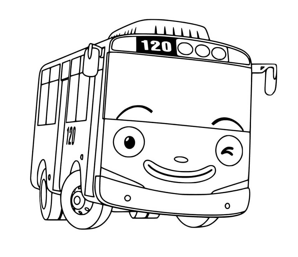 Dibujo de Autobús Sonriendo para Colorear y Imprimir