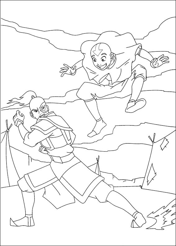 Dibujo de Aang Con Zuko para Colorear y Imprimir
