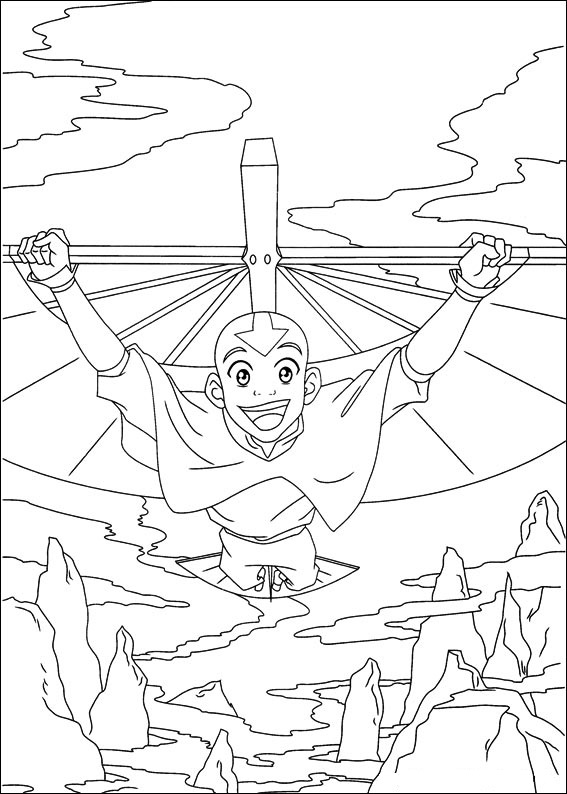 Dibujo de Aang Volando para Colorear y Imprimir