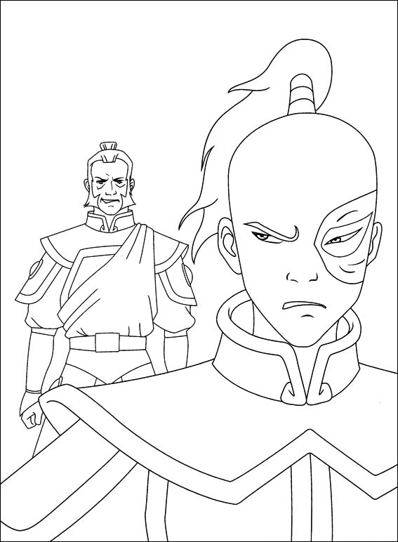 Dibujo de El Príncipe Zuko Con El Almirante Zhao para Colorear y Imprimir