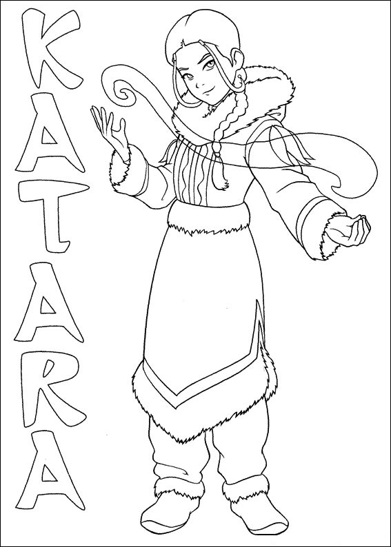 Dibujo de Katara de Avatar para Colorear y Imprimir