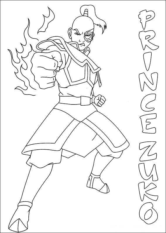 Dibujo de Príncipe Zuko Con Puñetazo de Fuego para Colorear y Imprimir