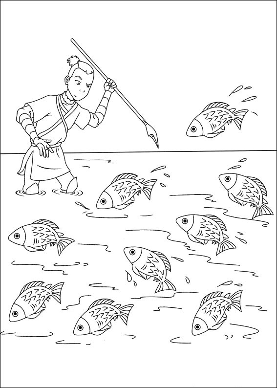 Dibujo de Sokka Pescando para Colorear y Imprimir