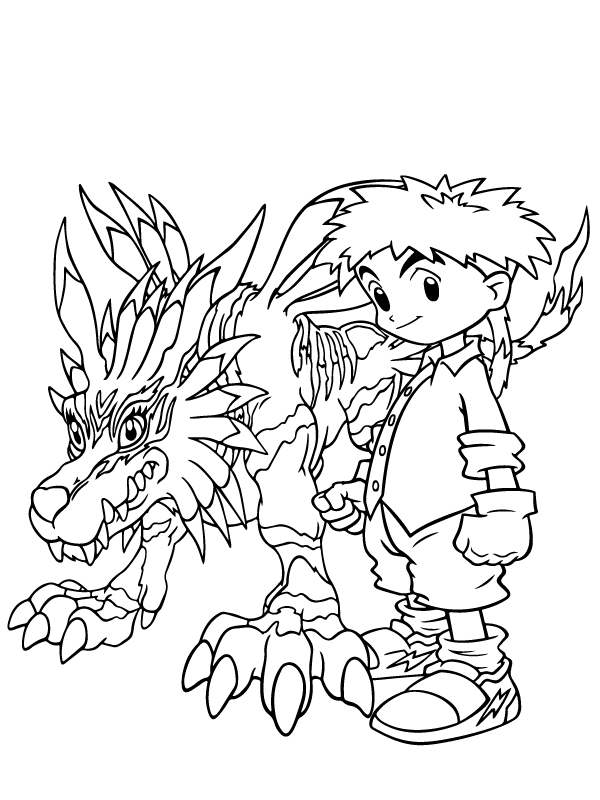 Dibujo de Pagina para Colorear Imprimible de Personajes de Digimon para Colorear y Imprimir
