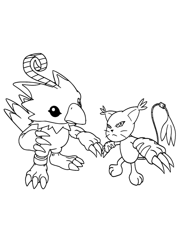 Dibujo de Pagina para Colorear de Biyomon Personajes de Digimon para Colorear y Imprimir