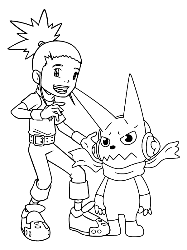 Dibujo de Pagina para Colorear de Personajes Lindos de Digimon para Colorear y Imprimir