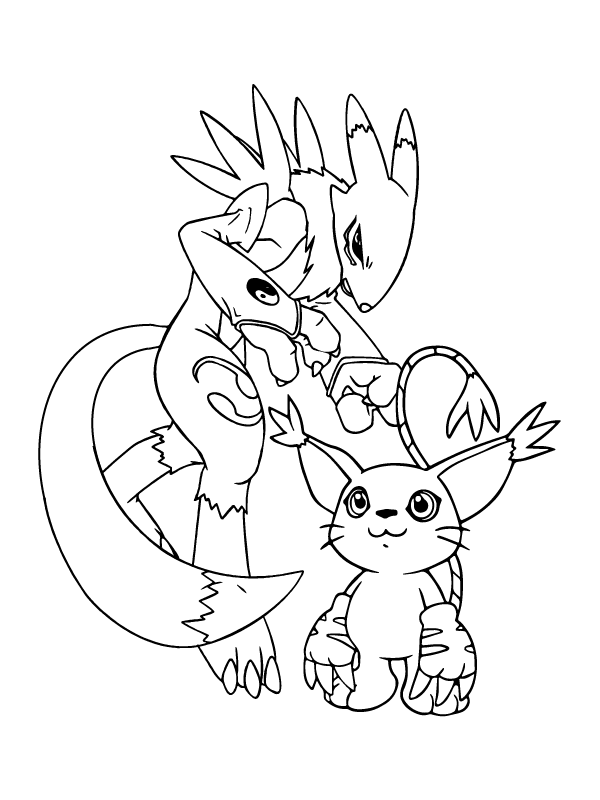 Dibujo de Pagina para Colorear de Tailmon Linda de Digimon Adventure para Colorear y Imprimir