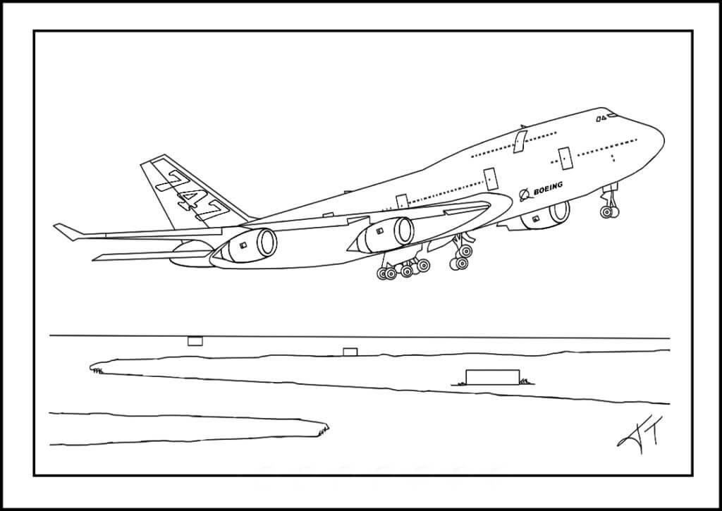 Dibujo de Avión Boeing Listo para Volar para Colorear y Imprimir