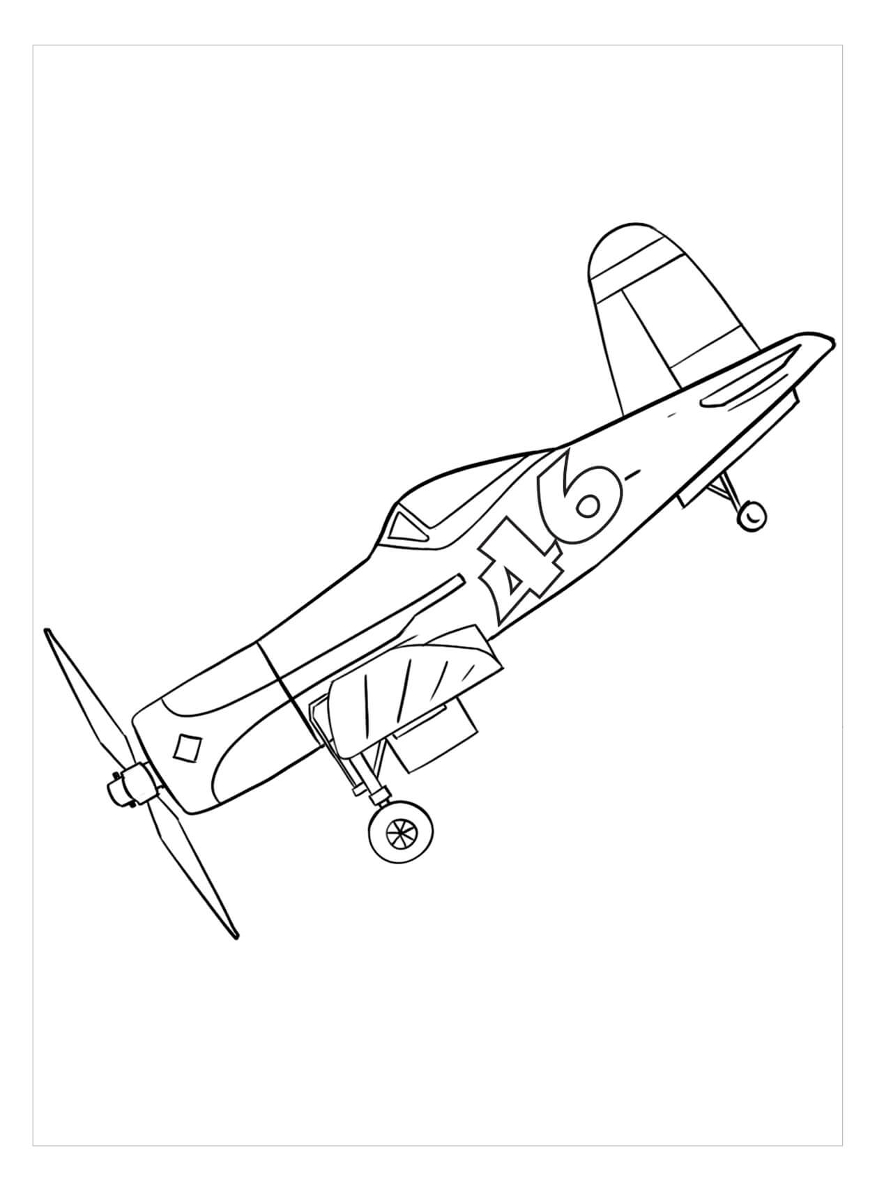 Dibujo de Avión de Carreras para Colorear y Imprimir