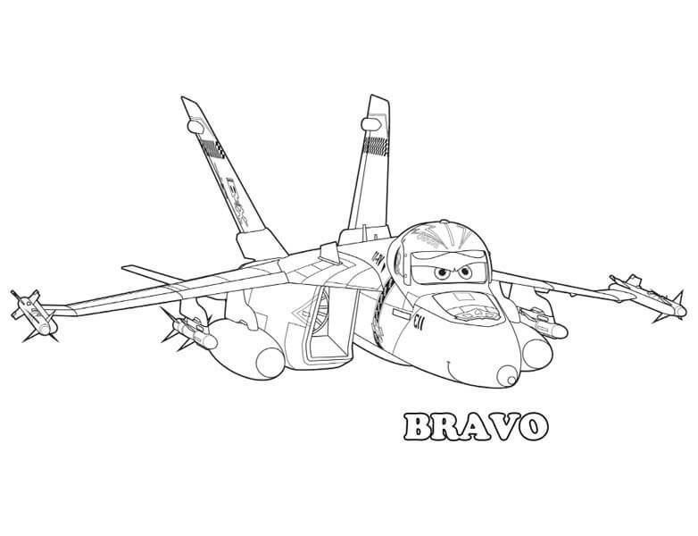 Dibujo de Aviones Bravo para Colorear y Imprimir
