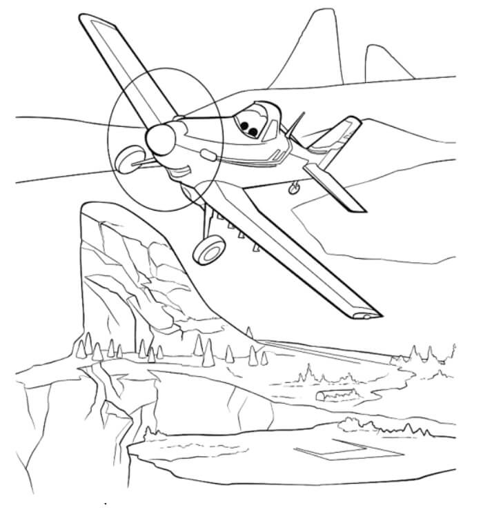 Dibujo de Aviones de Dibujos Animados Volando para Colorear y Imprimir
