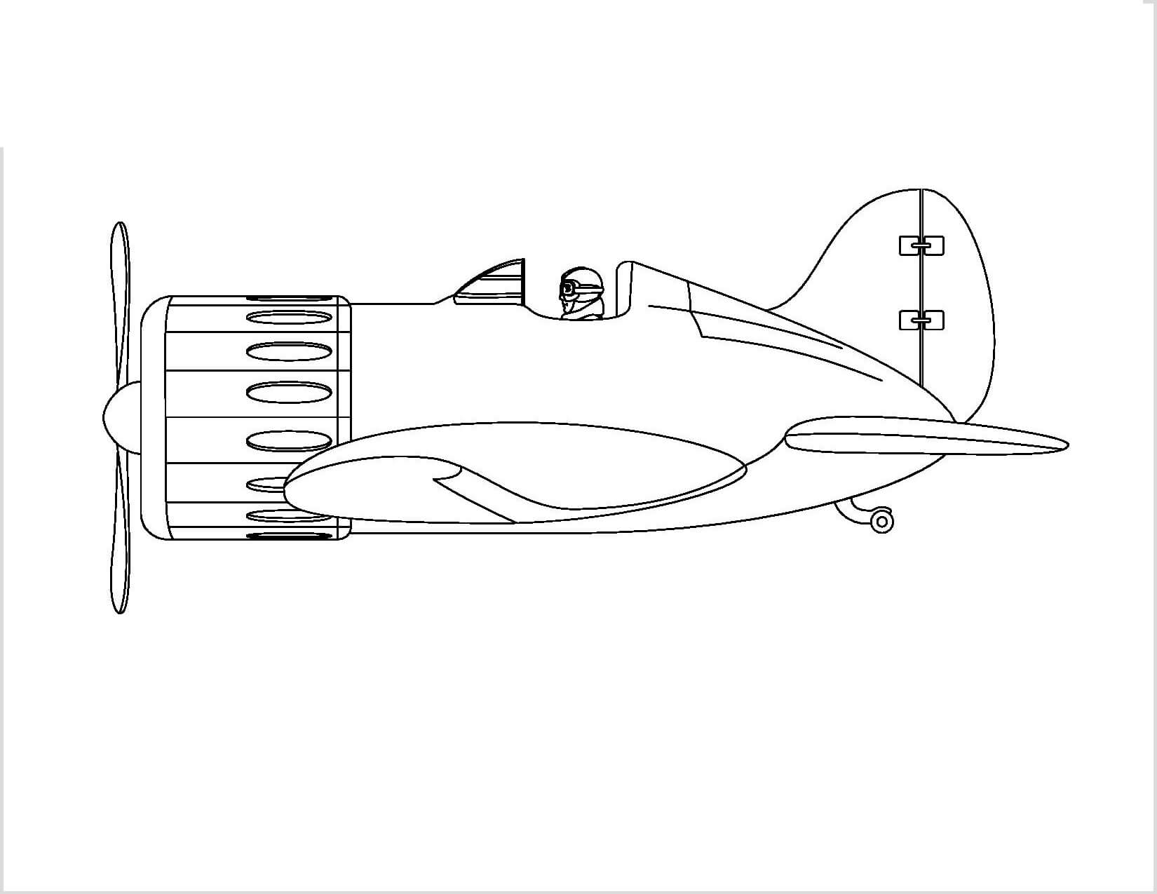 Dibujo de Aviones de Hélice para Colorear y Imprimir