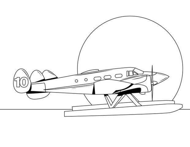 Dibujo de Aviones de Mar para Colorear y Imprimir