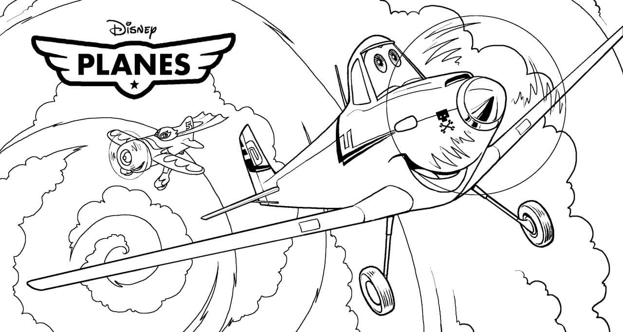 Dibujo de Aviones Divertidos para Colorear y Imprimir