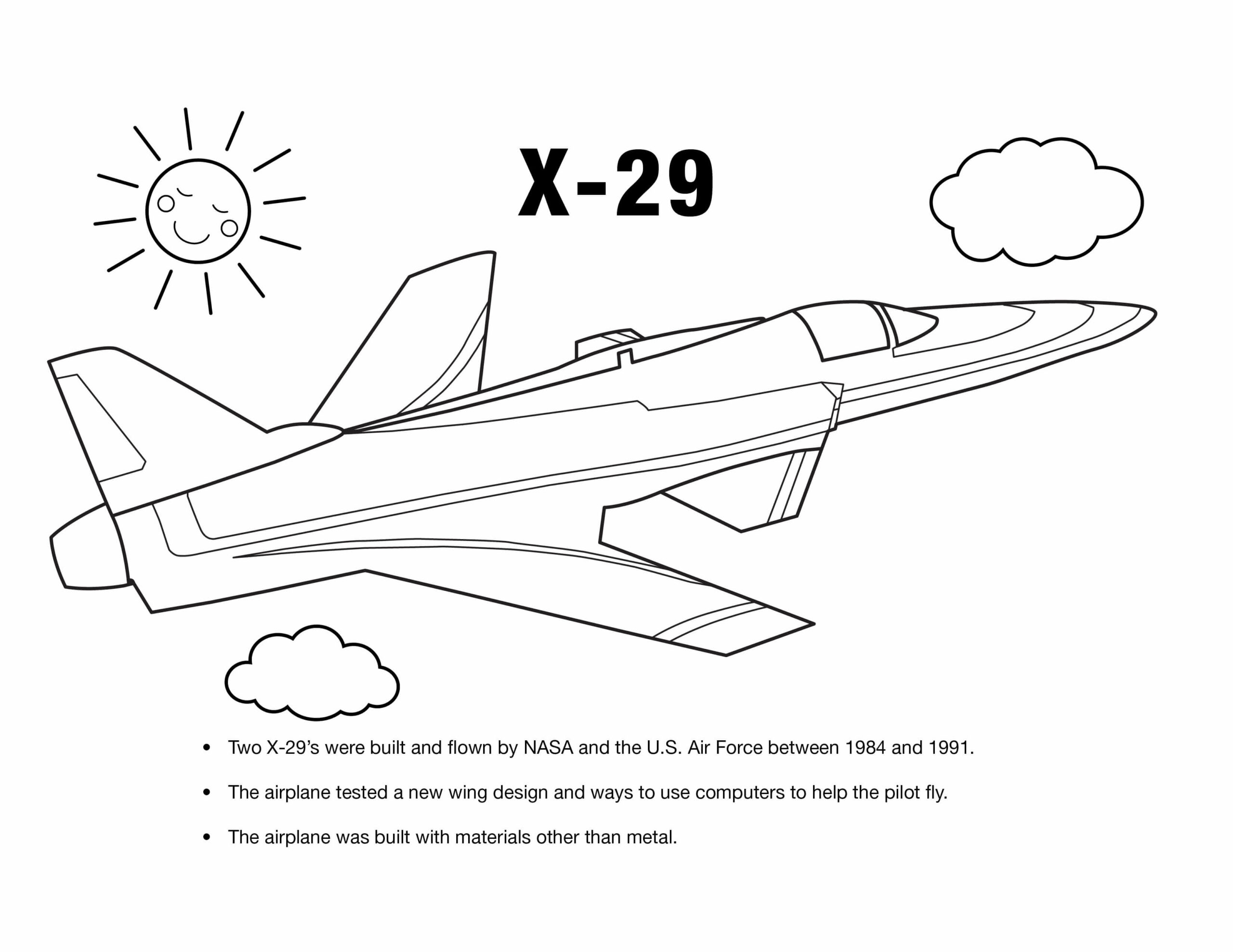Dibujo de Aviones X 29 Scaled para Colorear y Imprimir