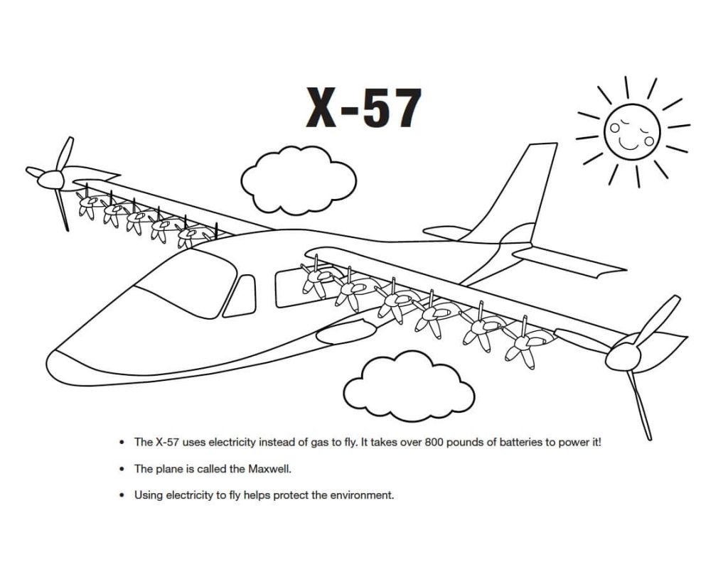 Dibujo de Aviones X 57 para Colorear y Imprimir