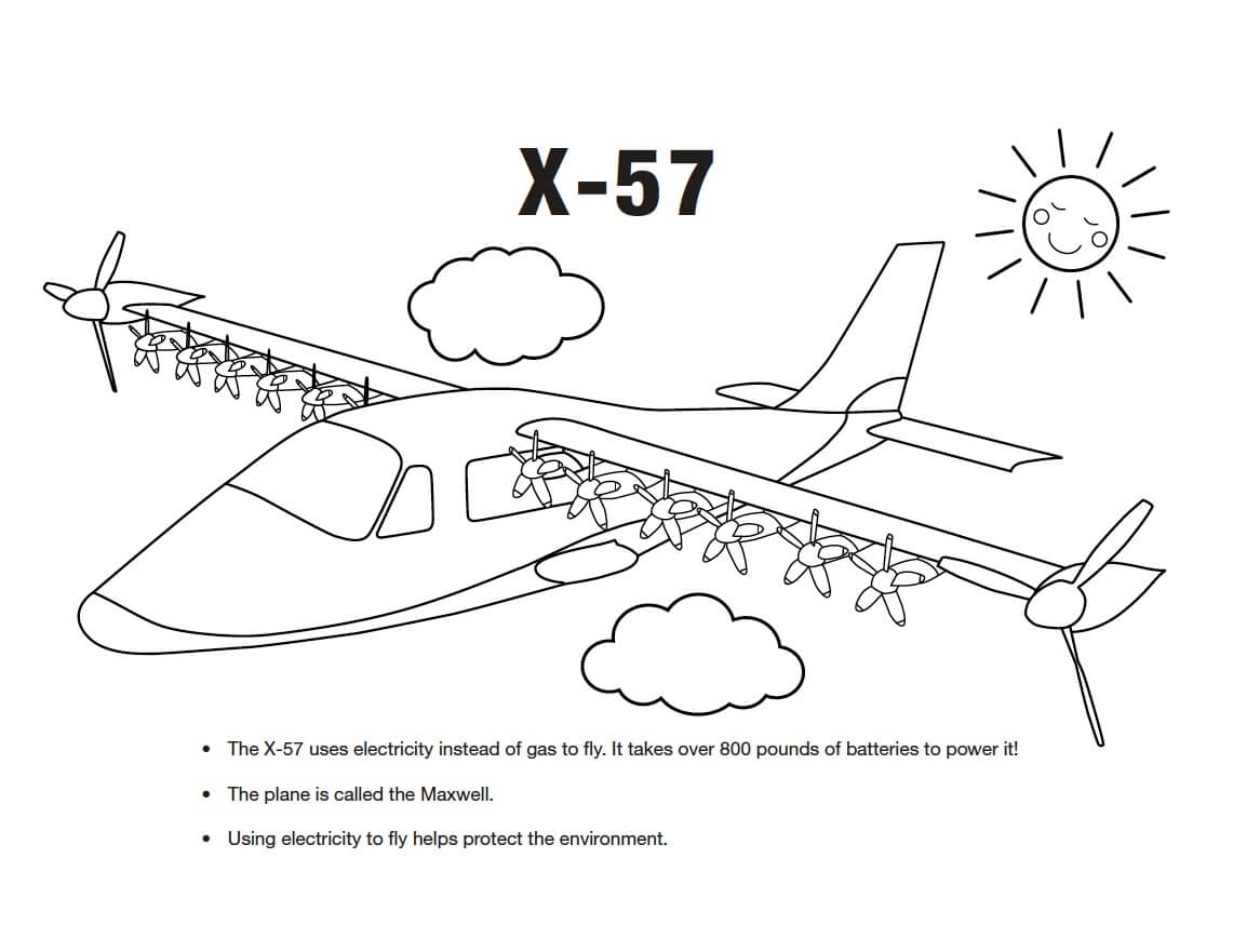 Dibujo de Aviones X 57 para Colorear y Imprimir