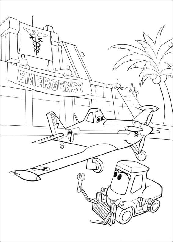 Dibujo de Aviones y Excavadoras de Disney para Colorear y Imprimir