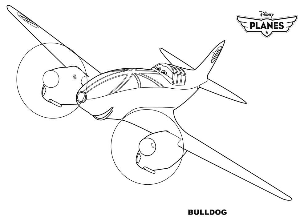 Dibujo de Bulldog Aviones para Colorear y Imprimir