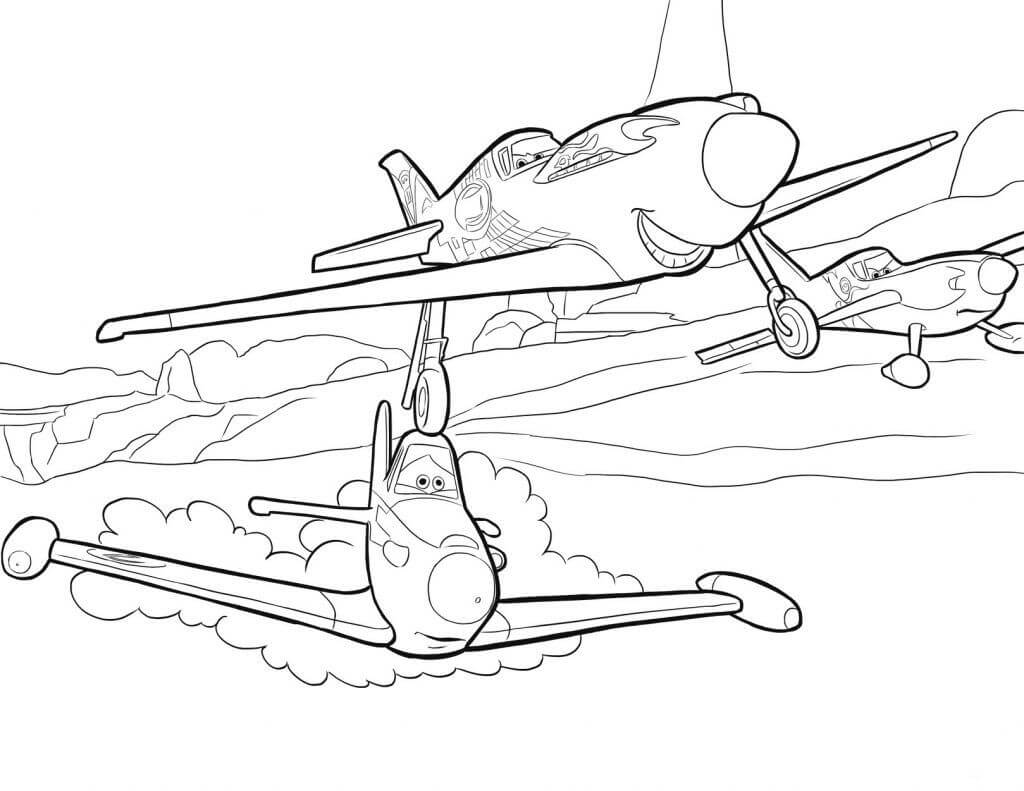 Dibujo de dos Aviones de Disney para Colorear y Imprimir