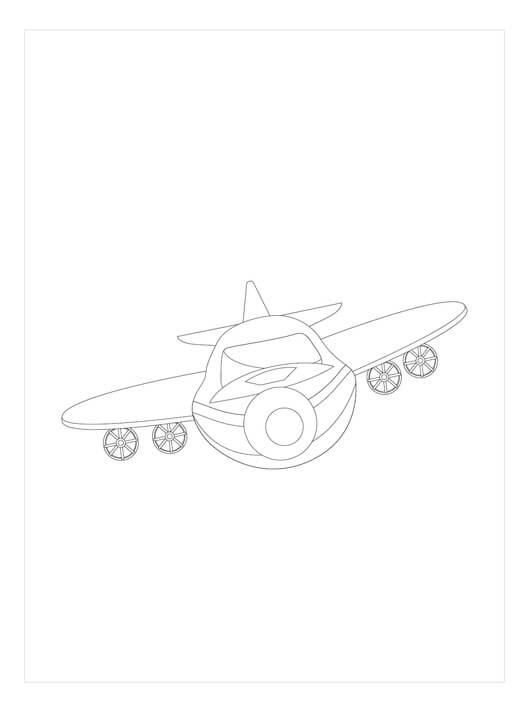 Dibujo de Frente de Un Avión para Colorear y Imprimir