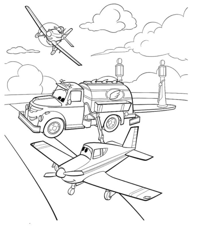 Dibujo de Planos de Dibujos Animados para Colorear y Imprimir