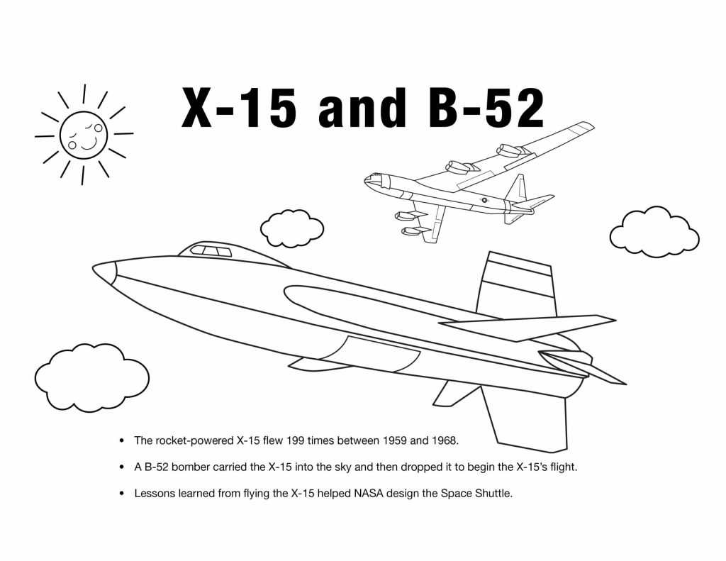 Dibujo de Planos X 15 y B 52 Scaled para Colorear y Imprimir