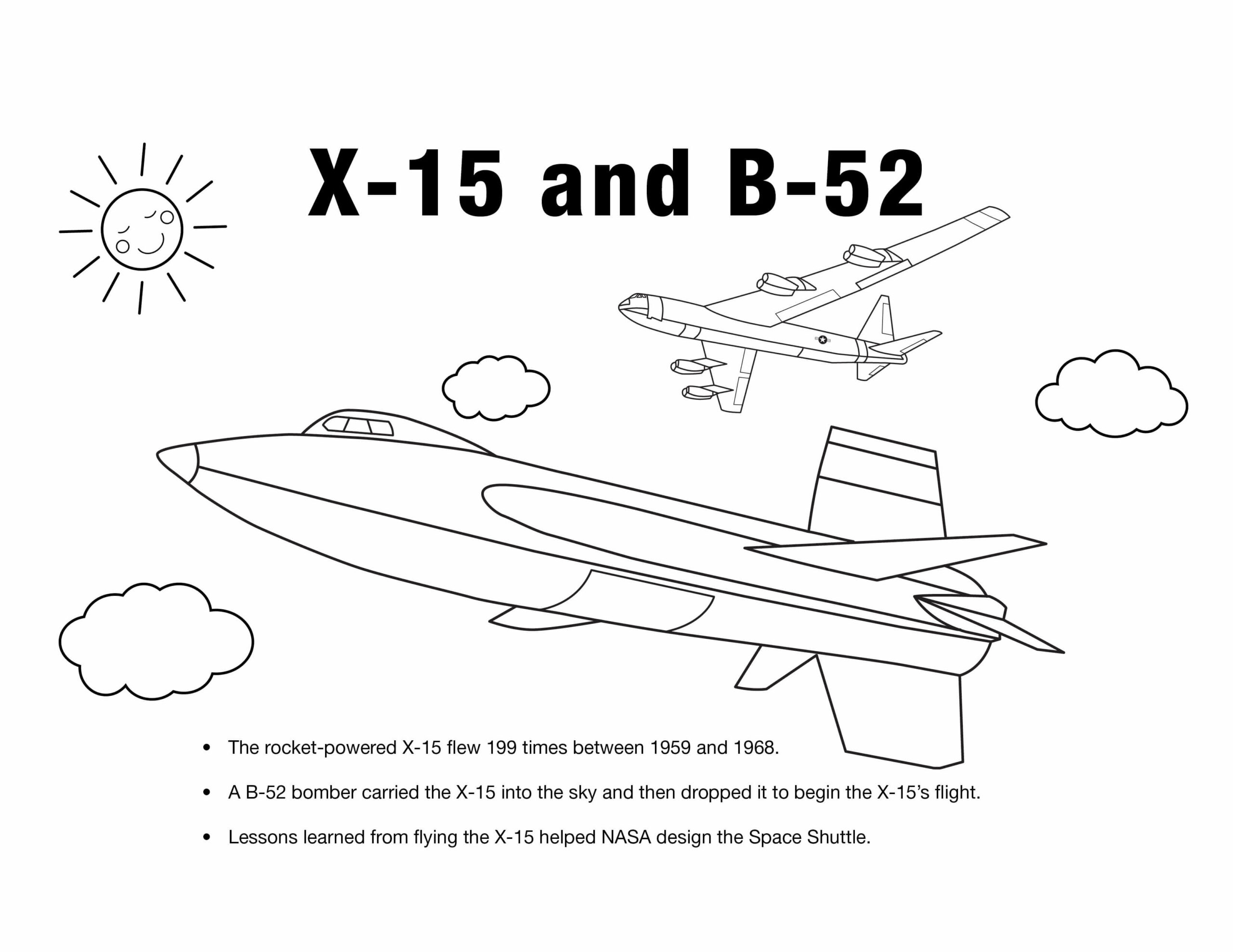 Dibujo de Planos X 15 y B 52 Scaled para Colorear y Imprimir
