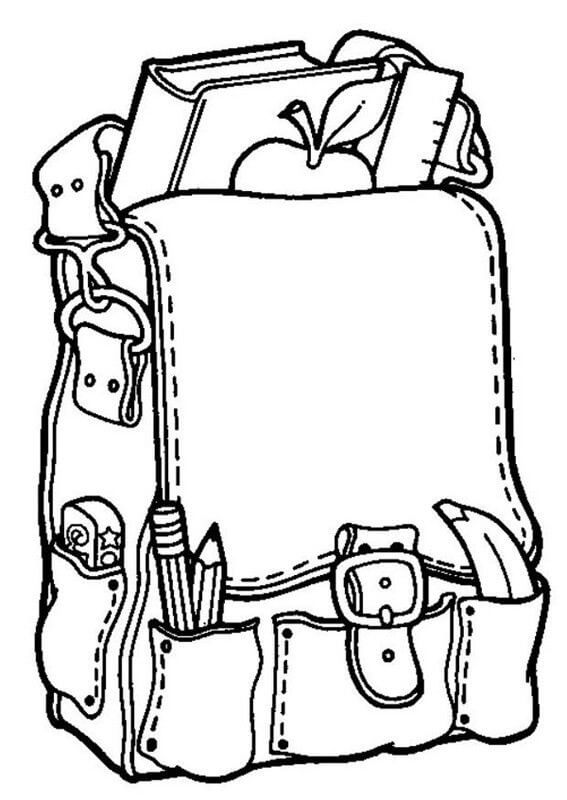 Dibujo de Bolsa de Regreso a La Escuela 1 para Colorear y Imprimir