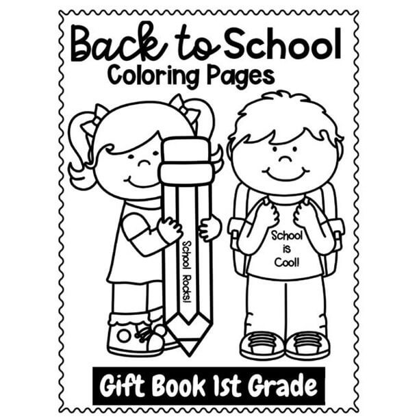 Dibujo de dos Niños de Regreso a La Escuela para Colorear y Imprimir