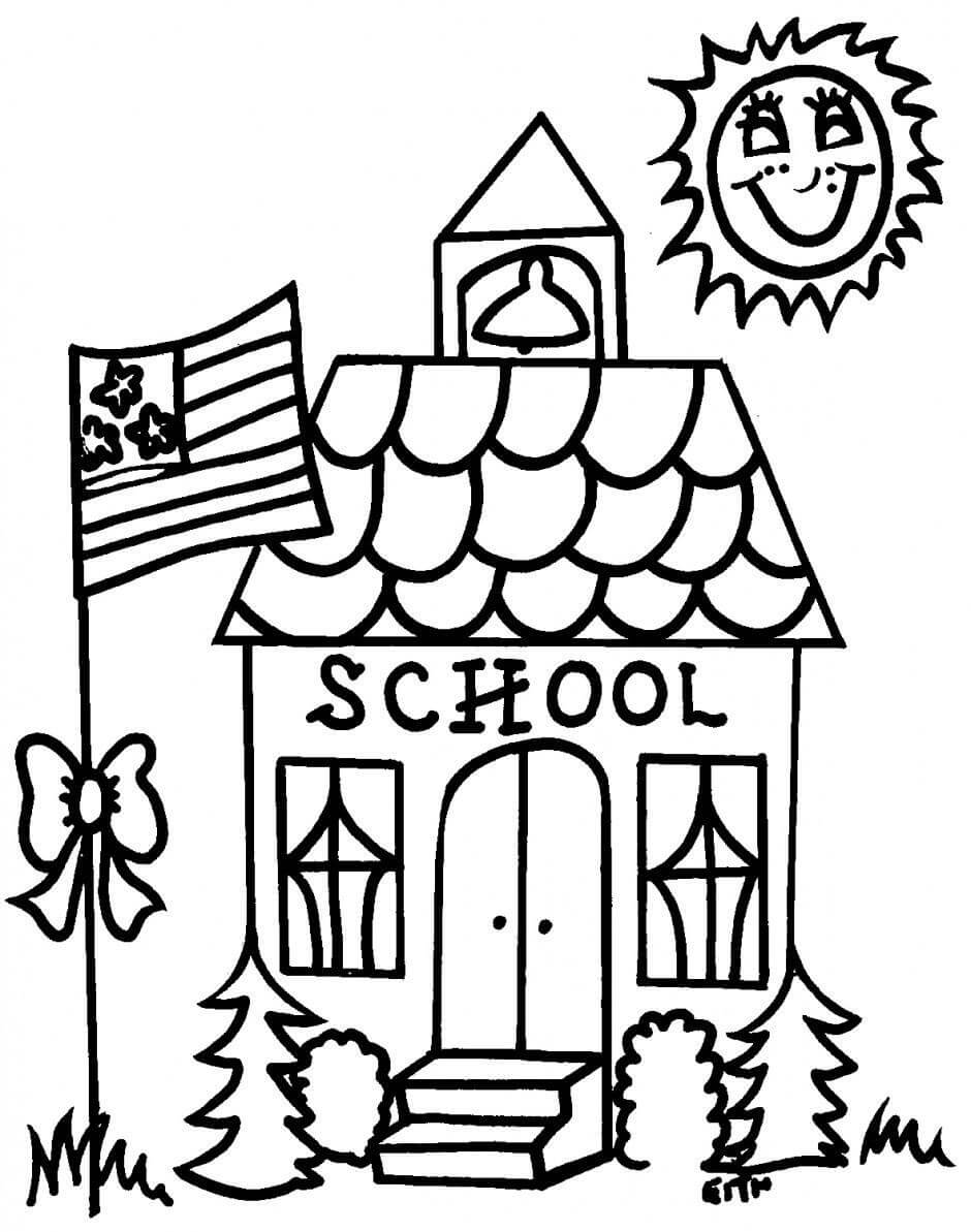 Dibujo de Escuela de Dibujo de Regreso a Clases para Colorear y Imprimir