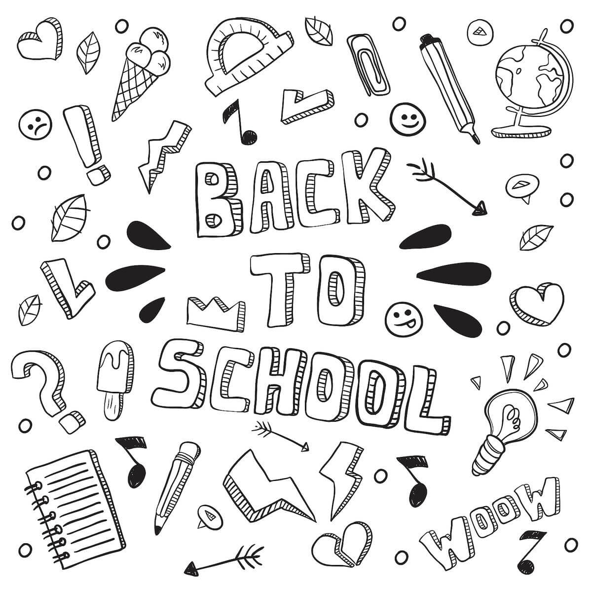 Dibujo de Gran Regreso a La Escuela para Colorear y Imprimir