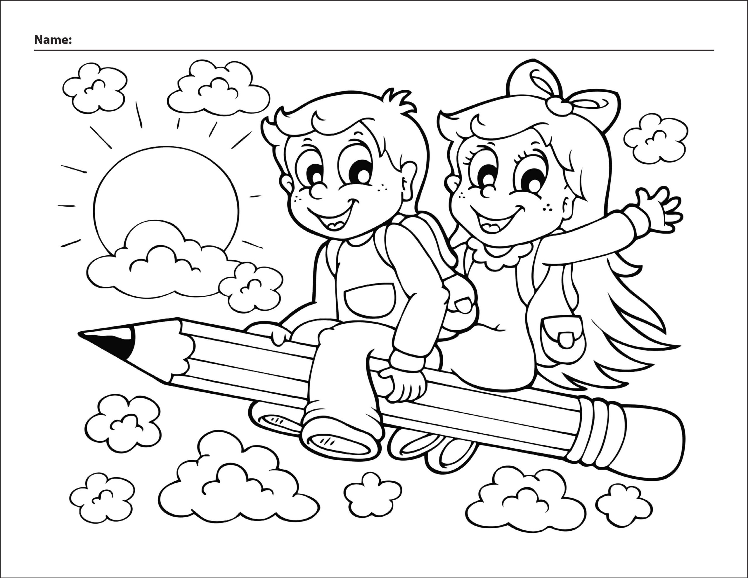 Dibujo de Linda Escuela de Regreso a La Escuela Scaled para Colorear y Imprimir