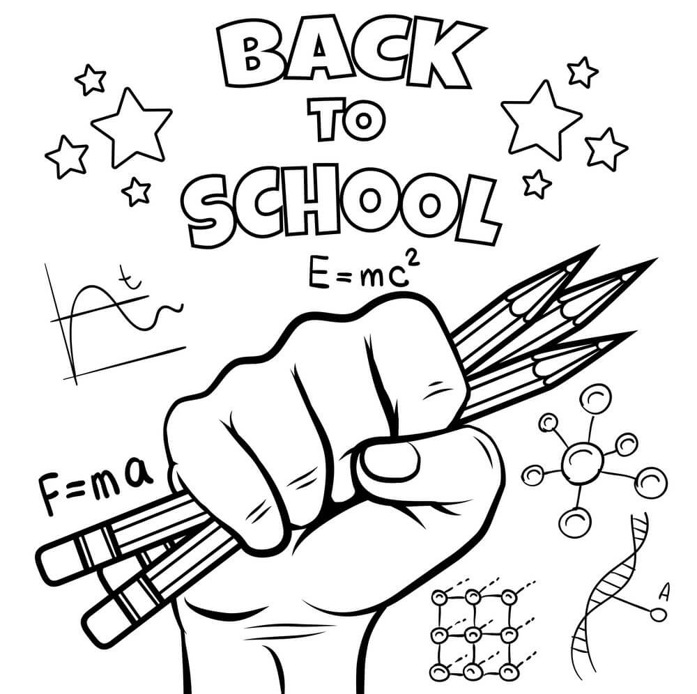 Dibujo de Mano Sosteniendo Un Lápiz de Regreso a La Escuela para Colorear y Imprimir