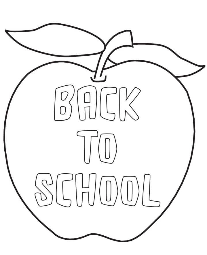 Dibujo de Manzana de Regreso a La Escuela para Colorear y Imprimir