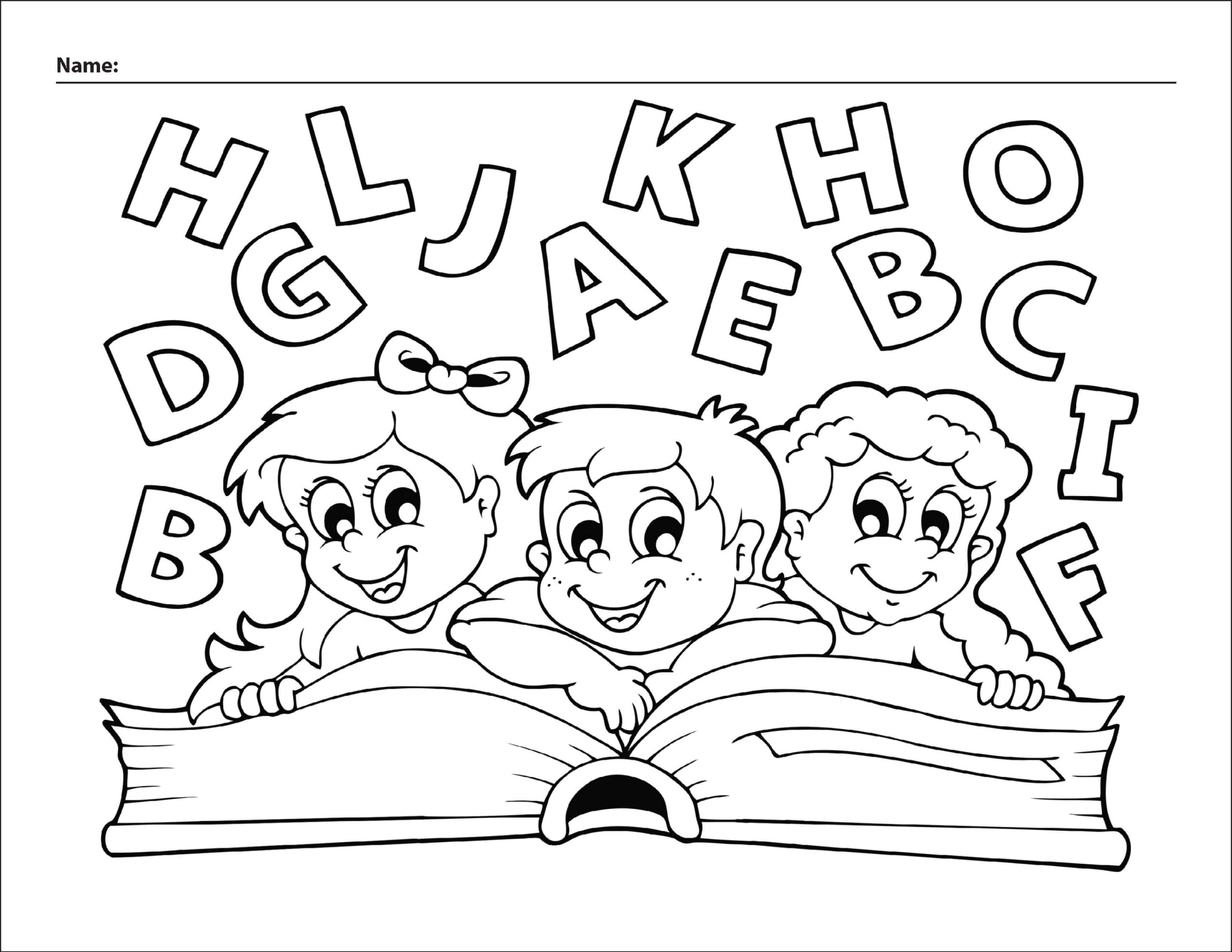 Dibujo de Niño Leyendo de Regreso a La Escuela Scaled para Colorear y Imprimir