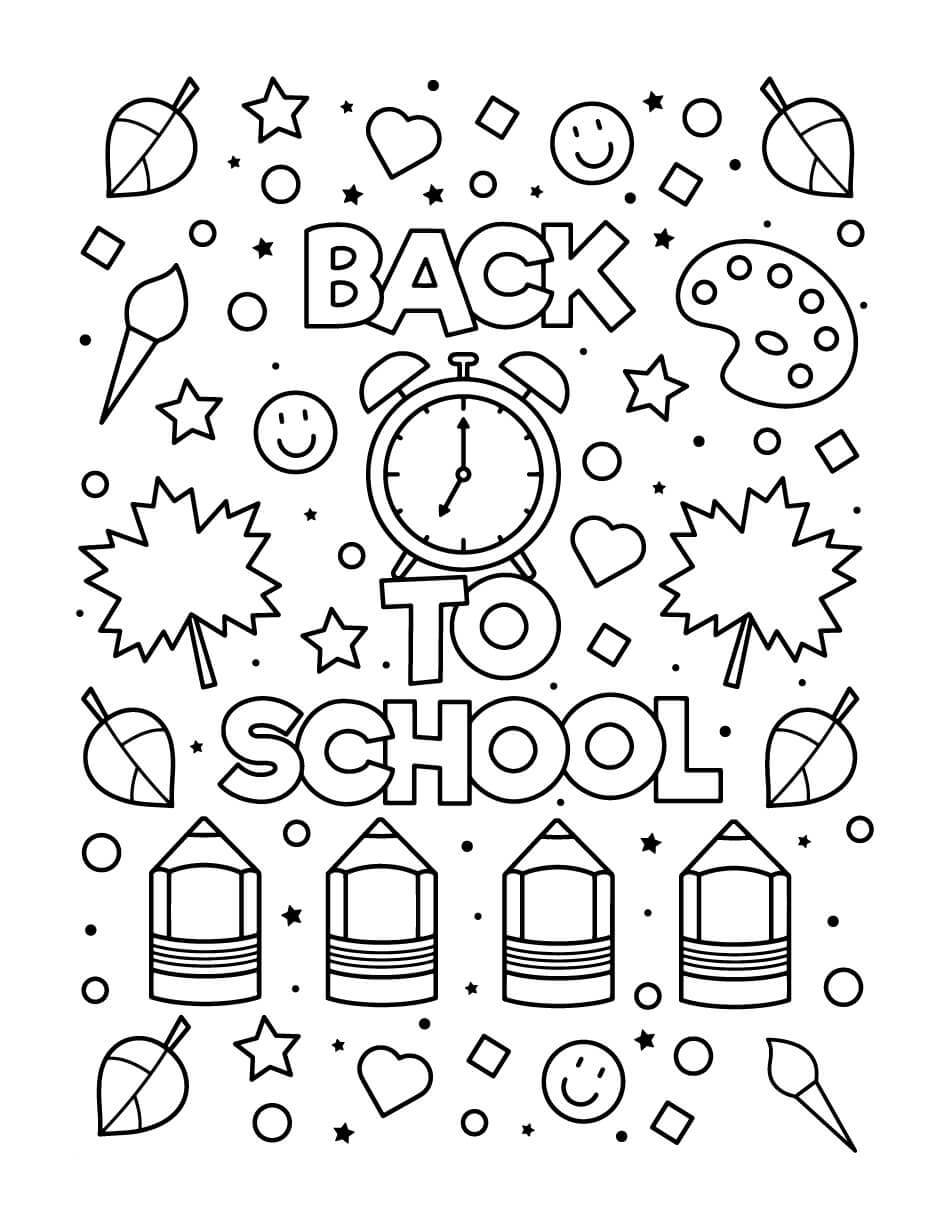 Dibujo de Regreso a La Escuela Simple para Colorear y Imprimir