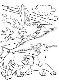 Dibujo de Bagheera y Mowgli En La Jungla para Colorear y Imprimir