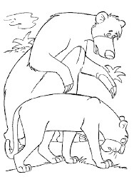 Dibujo de Baloo y Bagheera Hablando para Colorear y Imprimir