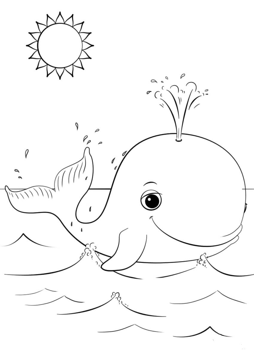 dibujo ballena feliz para colorear