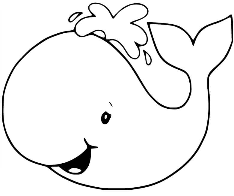 Dibujo de Ballena de Dibujos Animados Divertido para Colorear y Imprimir