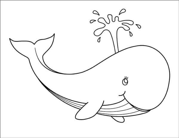 Dibujo de Ballena Sonriente para Colorear y Imprimir