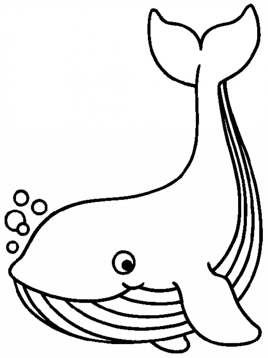 Dibujo de Dibujo Basíco Ballena para Colorear y Imprimir