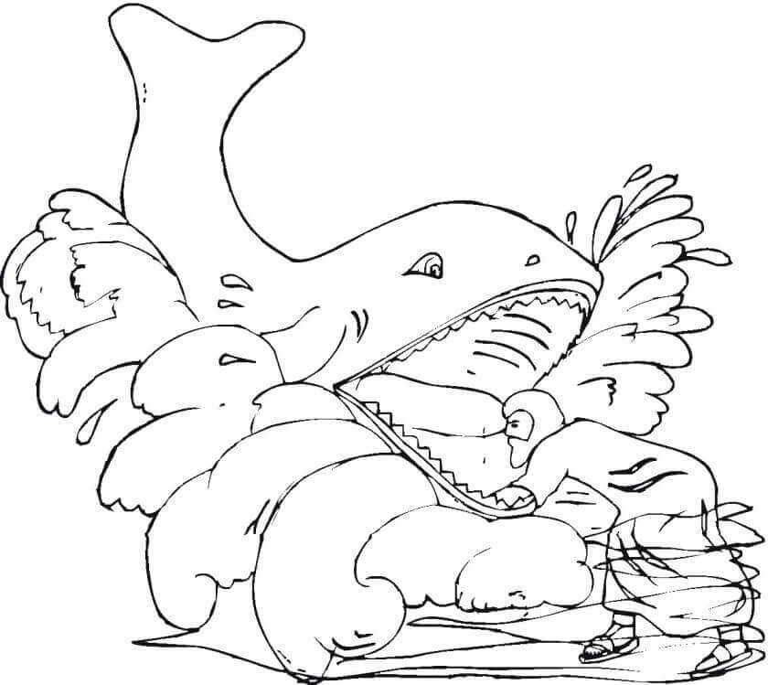 dibujo en la boca de la ballena para colorear