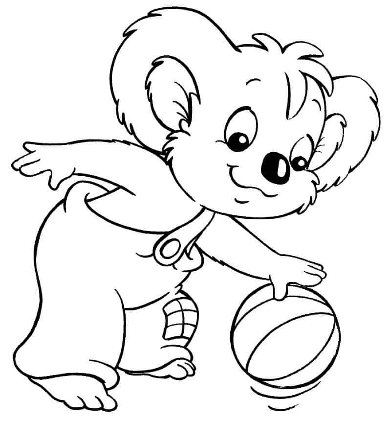 Dibujo de Blinky Bill Jugando Baloncesto para Colorear y Imprimir
